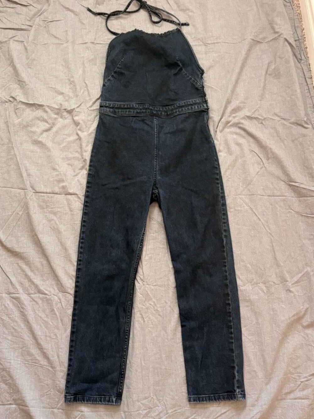 Free People dark denim halter jumpsuit Size 4